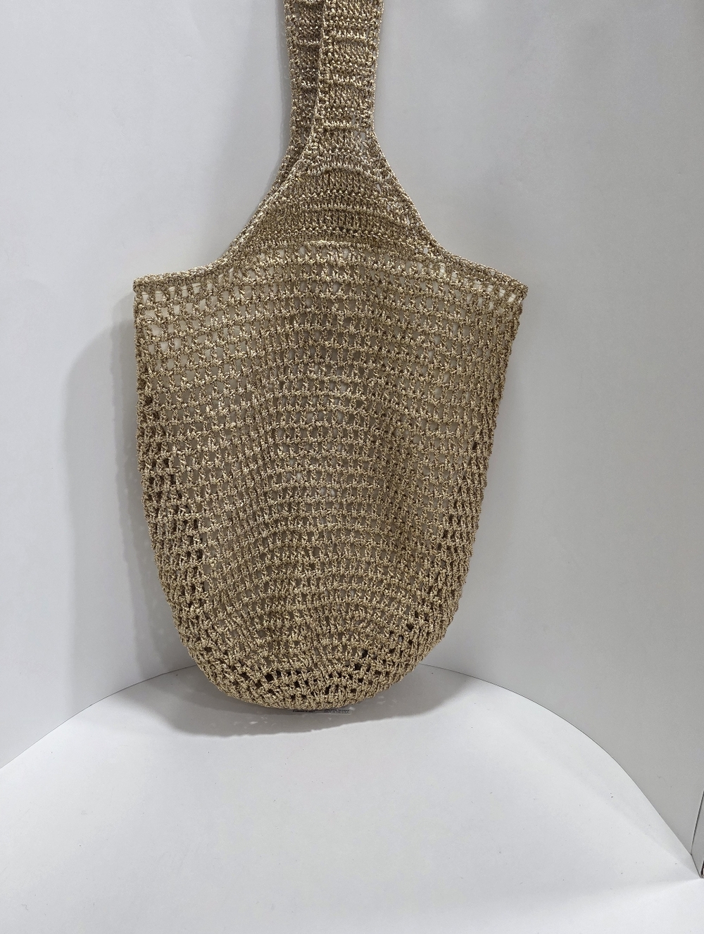 Vintage Metallic Gold Crochet Market Bag
